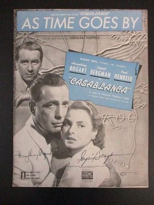 Humphrey Bogart Ingrid Bergman Signed Music Sheet. Humphrey Bogart and Ingrid Bergman Signed "As 