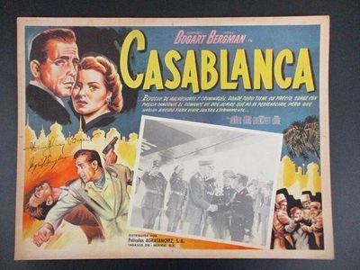 Humphrey Bogart Ingrid Bergman Signed Movi Poster. Humphrey Bogart and Ingrid Bergman Signed 16 
