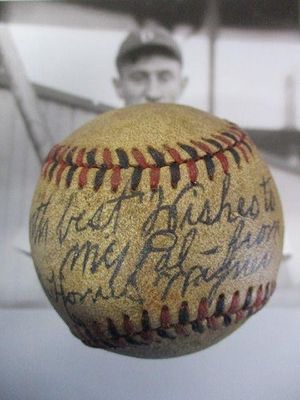 Honus Wagner Signed Baseball Inscribed. Honus Wagner Signed Red and Black Stitched Baseball 