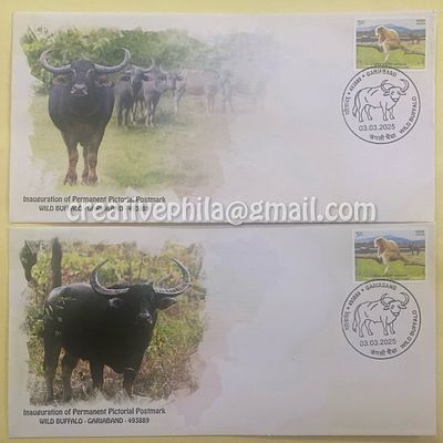 Permanent Pictorial Cancellation (Inagural Day Cancellation) 2025 Wild Buffalo - Gariaband, Set 