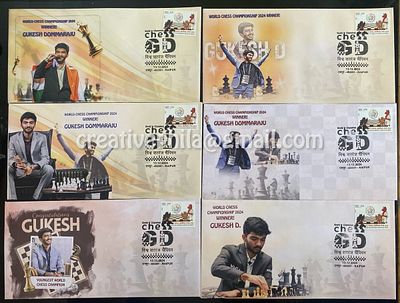 Private Cover 2024 World Chess Champion, Special Cancellation (with Chess stamps on cover) Set 