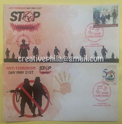 Private Cover 2025 Anti-Terrorism Day, Special Cancellation Set of of 2 Private Covers (No 