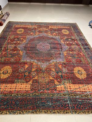 שטיח תורכי, 306X250 ס"מ. דוגמת ממלוקי בעבודת יד. צמר על כותנה באיכות גבוהה מאוד. סגנון וינטג'.