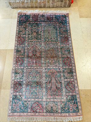 שטיח משי מחבל קשמיר עבודת יד 160x90.