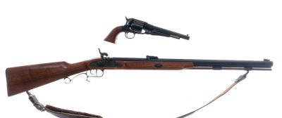 Black Powder Rifle and Revolver Lot. Description Modern black powder lot of a muzzle loading 