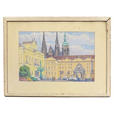 (67) Лучишкин С. А. "Прага". Картон, масло. 1977 г. 
Размер 25х36 см. Сергей Алексеевич 