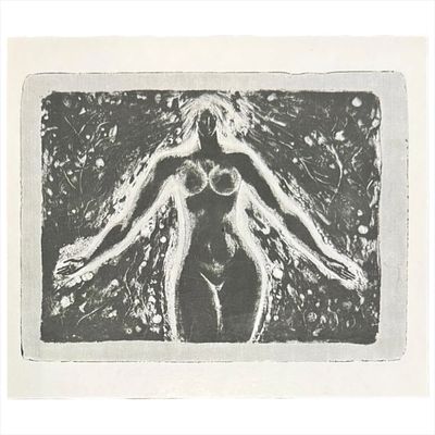Стасис Красаускас. "Девушка-весна!" Цинкография. 1970-е. 18х21 см.
