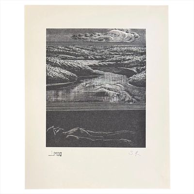 Срасис Красаускас."Вечно живые" Цинкография. 1970-е. 37х29 см.
