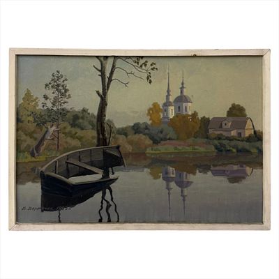 (13) Вертячих, В.С. "Август", 1983. Картон, масло.80х55 см.