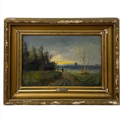 (13) Карл Розен. Деревенская дорога. Картон, масло. 62х46 см.