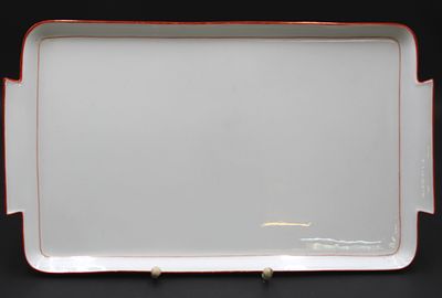 Tablett, Meissen Schwertermarke, Koralle, 2 Schleifstriche. Tablett, Meissen Schwertermarke 