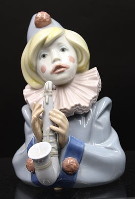 Clown mit Saxophon, Lladro, Spain, H-17,2cm