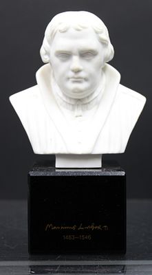 B&uuml;ste von Meissen, Martin Luther auf Sockel, H-15cm