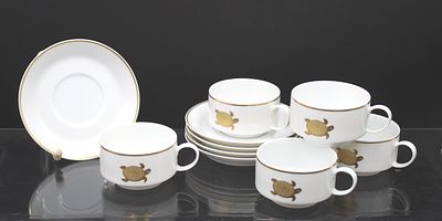 Mokkatassen mit U.T., Rosenthal, Schildkr&ouml;ten-Dekor, ca. Tassen H-4cm