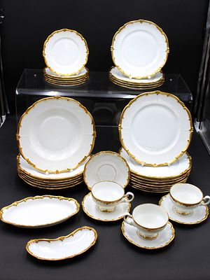 Serviceteile, Weimar, Goldrand, &auml;lter, 8x flache Teller, 6x tiefe Teller, 6x Kuchenteller (1x 