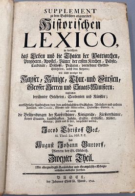 Supplement Band des baselischen Lexico, 17844, Folio. Supplement Band des baselischen Lexico 