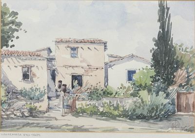 Andreas PHILIPPOU. Cypriot, 1933 – 2023Ruins in Tseri - Χαλάσματα στο Τσέρι, 1989watercolour on 