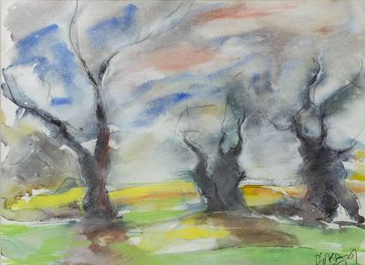 Charilaos DIKAIOS. Cypriot, 1912 – 2009Treesmixed media on paper (watercolour and dry 
