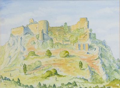Mike MCLOUGHLIN. Kantara Castle, 1996mixed media on paper (watercolour and ink)signed, dated 