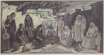 Panayiotis LARKOS. Cypriot, b. 1956Mothers of 74 - Μάνες του 74, 1991linocuted. 1/12signed and 