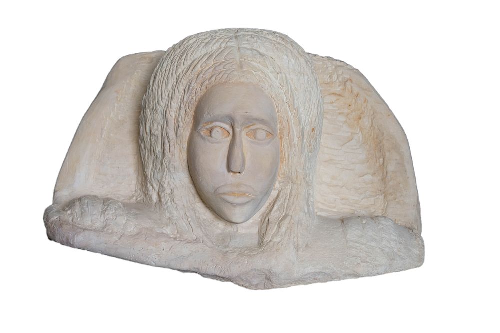 Michael KASHALOS. Cypriot, 1885 – 1974
Female Head/ The Crucifix, 1961
a double-sided limestone 