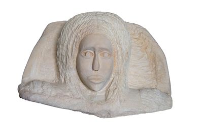 Michael KASHALOS. Cypriot, 1885 – 1974Female Head/ The Crucifix, 1961a double-sided limestone 