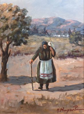 Takis MORAITIS. Greek, b.1944Early Start (Cyprus) - Πρωινό ξεκίνημα (Κύπρος), 1981 oil on 