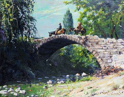 Paul VAVLITIS. Cypriot – American, 1914 – 2004Koilani bridge - “Γεφύρι Τσιλάνι”, 1992oil on 