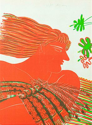 Alecos FASSIANOS. Greek, 1935 – 2022Orange young mansilkscreened. 35/50signed and numbered upper 