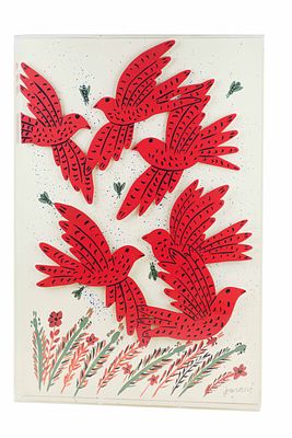 Alecos FASSIANOS. Greek, 1935 – 2022Red birdsmixed media construction in plexiglassed. 