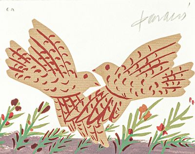 Alecos FASSIANOS. Greek, 1935 – 2022Pair of dovessilkscreened. E.A.signed upper rightnumbered 