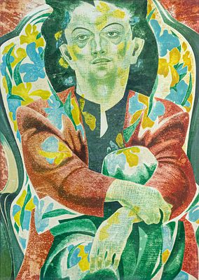 Christos CHRISTOU. Cypriot, b.1950Seated figure, 1990silkscreened. E.Asigned and dated 90 lower 