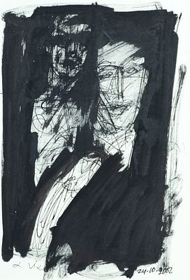 Andreas KARAYAN. Cypriot, 1943 – 2026Two shadowed figures, 2002ink on papersigned lower 