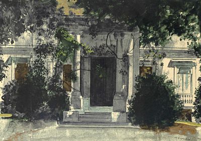 Yannis TSAROUCHIS. Greek, 1910 – 1989Stage set for Euripides’ Bacchae. Cadmus’s palace, modelled 