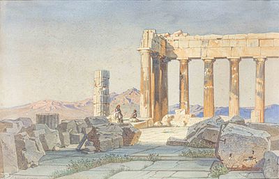 Carl WERNER. German, 1808 - 1894a) ‎The Parthenon at the Acropolis, Athens, 1875watercolour on 