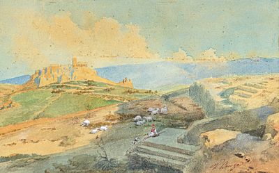 Vincenzo LANZA. Italian, 1822 - 1902A View of the Acropolis from the Pnyx Hill 