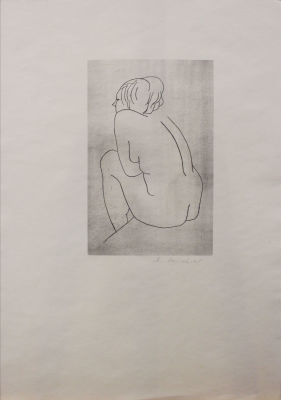 Михайлов Лев Дмитриевич (1929). Обнаженная. 1970-е. Бумага, офорт. 60х42,5 - лист; 29х18,5 - 