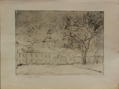 Фомин Анатолий Михайлович (1947). Пименовский тупик. Москва. 1976. Бумага, офорт, сухая игла. 30 
