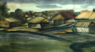 Филимонов Всеволод Александрович (1930–1980). Пейзаж. 1970-е. Бумага, акварель. 38х62. 
Справа 
