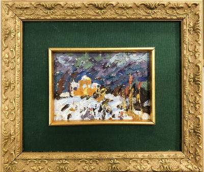 Комиссаров Иван Еремеевич (1929 — 2009). Академическая дача им. Репина. 1970-е. Картон, масло. 