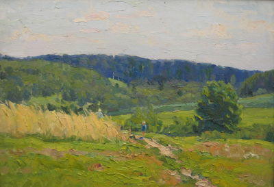 Мазанов Леонтий Никифорович (1902–1982). Поле. 1970-е. Мазанов Л.Н. Поле. 1970-е. 
Картон 