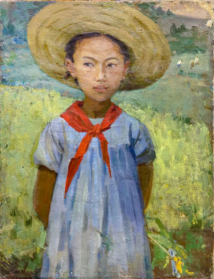 Скорикова-Ковинина Нина Сергеевна (1928–2020). Пионерка. 1959. Холст, масло. 78&times;58. Слева внизу 