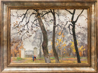 Рапопорт Борис Менделевич (1939–2004). В парке. 1959. Холст на картоне, масло. 35&times;50. Слева 