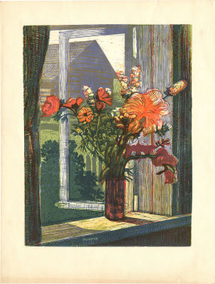 Снаткин Сергей Андреевич (1915–1987). Цветы. 1960. Бумага, линогравюра. 51,3&times;39 
На обороте: 