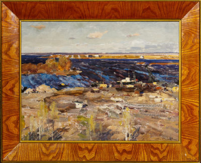 Соколов Александр Иванович (1918–1973). Ветреный день. 1960-е. Картон, масло. 50&times;70. Справа 