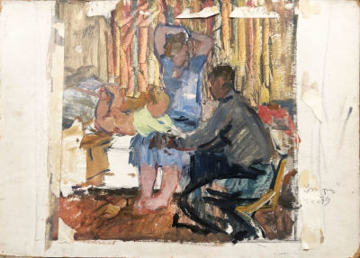 Каплан Фаня Максовна (1913–1995). Эскиз к картине "Утро". 1962. Картон, масло. 50&times;70 – лист; 