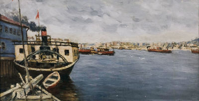 Аралов Владимир Николаевич (1893–1972) Волга у города Горького. 1963. Холст на картоне, масло. 