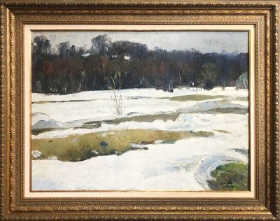 Отиев Виктор Александрович (1935–1999). 
Проталины. 1966. Картон, масло. 48&times;66.Справа внизу: 