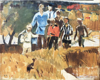 Вакс Борис Иосифович (1912–1989). Эскиз к картине "А. Макаренко с воспитанниками". 1965. Холст 