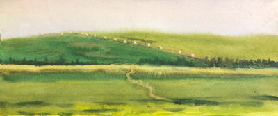 Калинин Владимир Дмитриевич (1924–2007). 
Поле. Юрьев-Польской. 1965. Бумага, акварель. 25,5&times;39. 